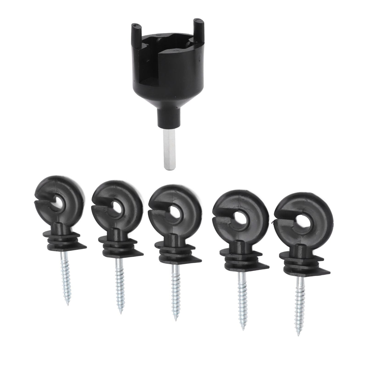 50Pcs Electric Fence Insulator Screw in Insulator Fence Ring Post Wood Post Insulator with Insulator Socket Tool