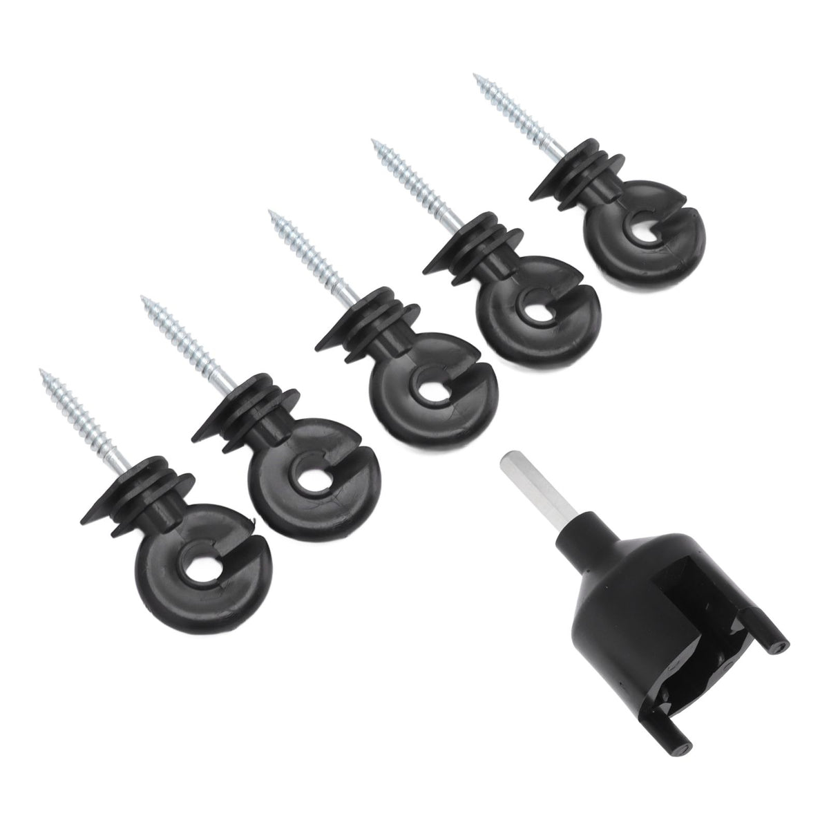50Pcs Electric Fence Insulator Screw in Insulator Fence Ring Post Wood Post Insulator with Insulator Socket Tool