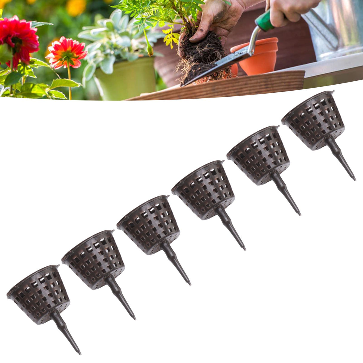 100PCS Plastic Fertilizer Mesh Basket with Lid Planting Fertilizer Net Pot for Succulent Orchid Bonsai Small Size with Lid