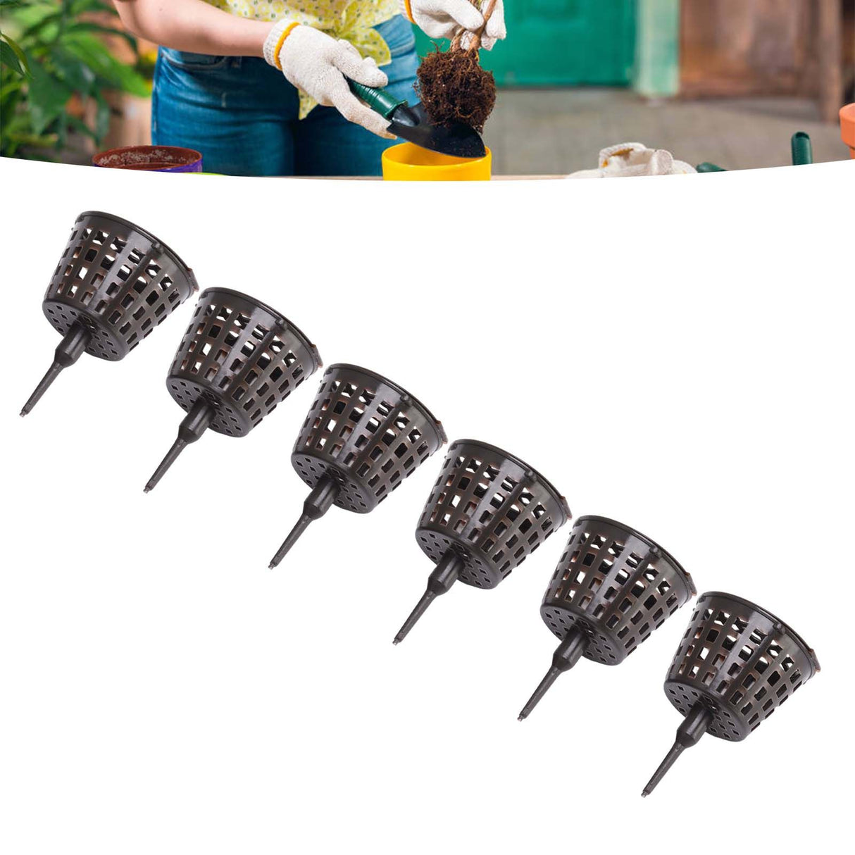 100PCS Plastic Fertilizer Mesh Basket with Lid Planting Fertilizer Net Pot for Succulent Orchid Bonsai Large Size with Lid