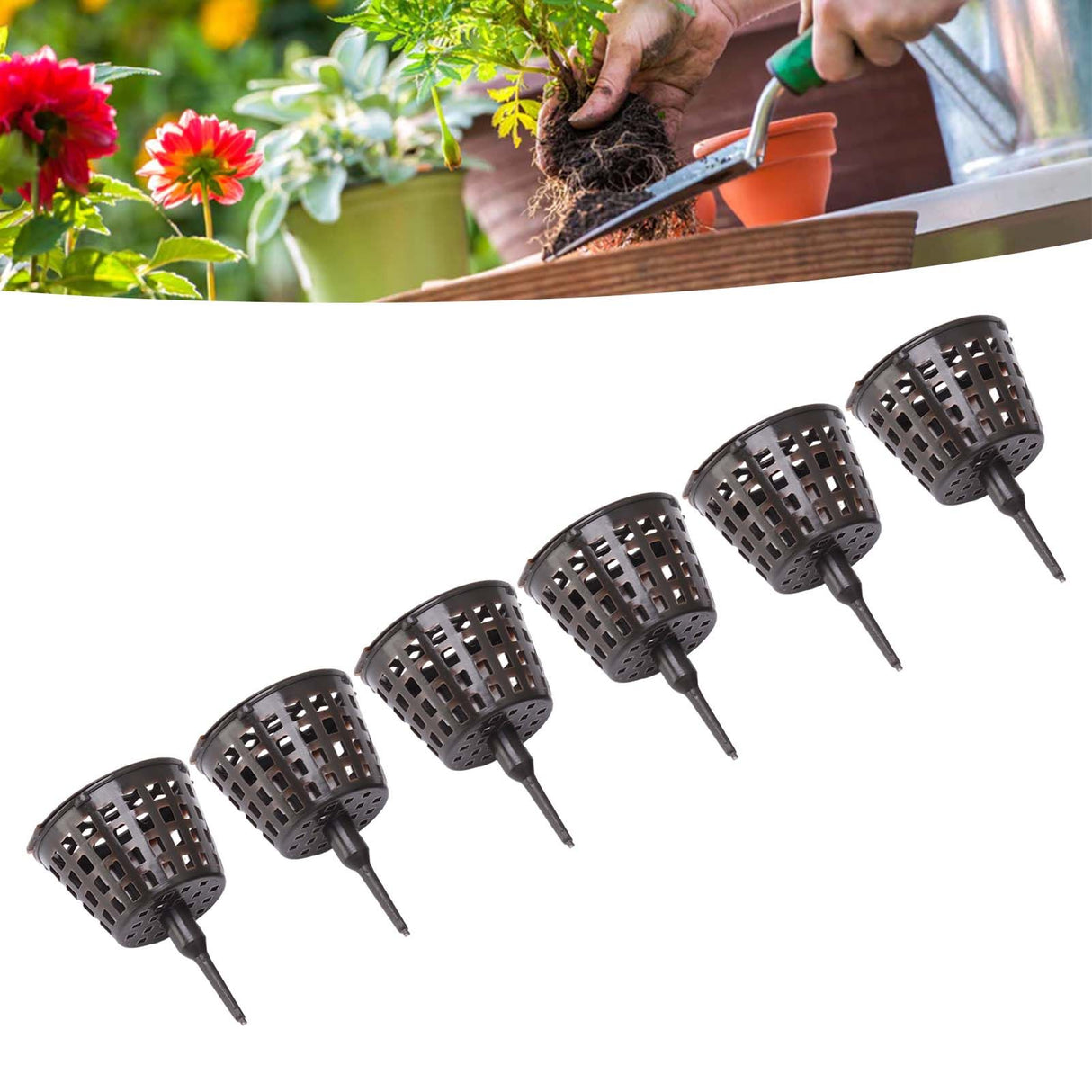 100PCS Plastic Fertilizer Mesh Basket with Lid Planting Fertilizer Net Pot for Succulent Orchid Bonsai Large Size with Lid