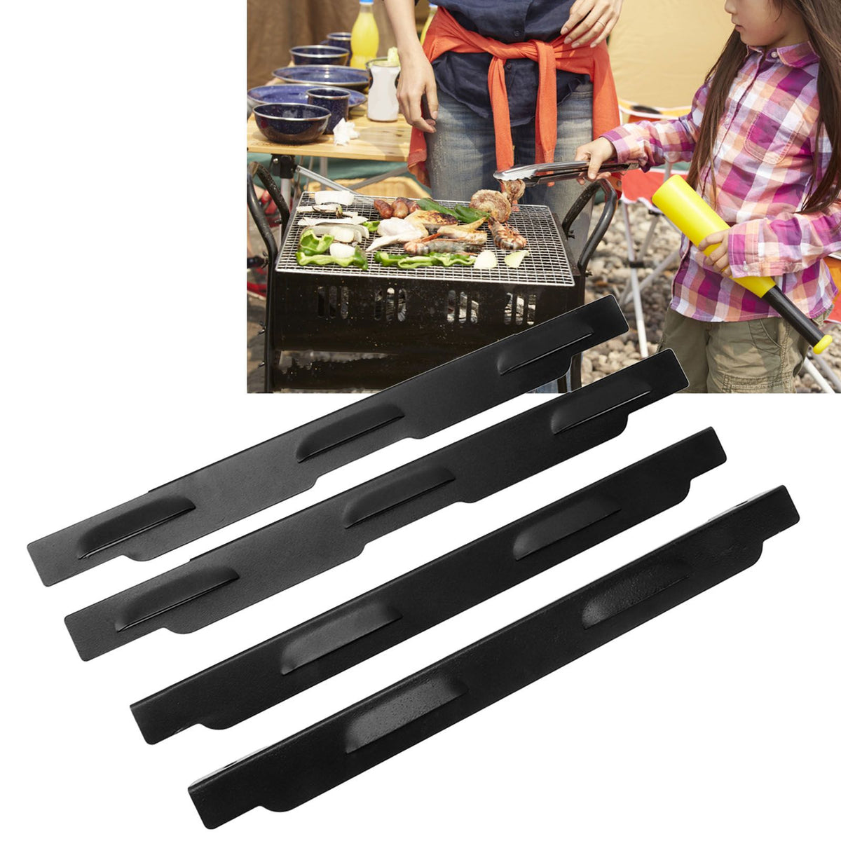 4pcs Barbecue Wind Screen Professional Portable Stainless Steel Grill Wind Guard for Camping Picnic BBQ Cooking