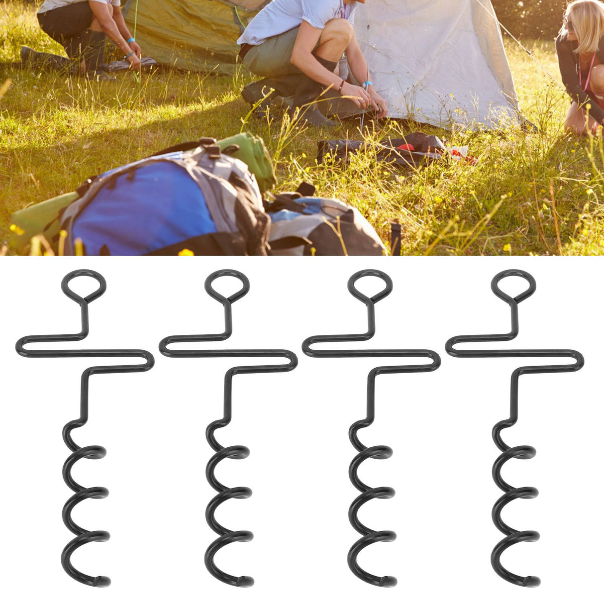 4PCS Spiral Tent Tacks Iron Stable Spiral Type Heavy Duty Spiral Tent Stake for Tent Trampolines Garden Fence