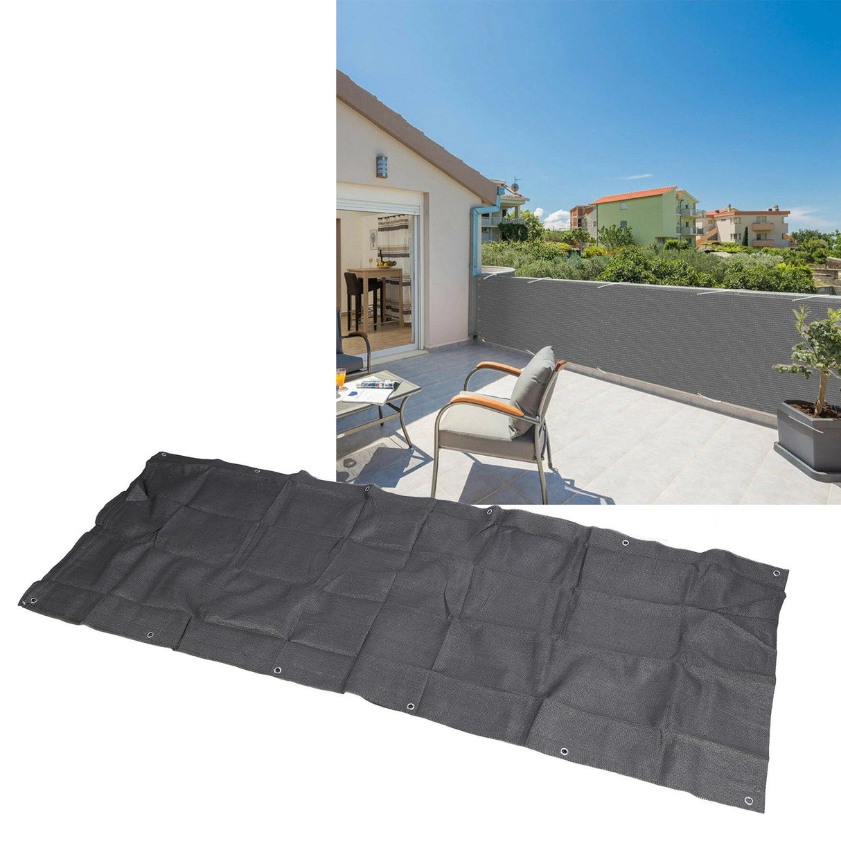 Balcony Privacy Screen Fence Cover HDPE UV Protection Privacy Screen Fence for Deck Patio Backyard Outdoor Pool Dark Gray
