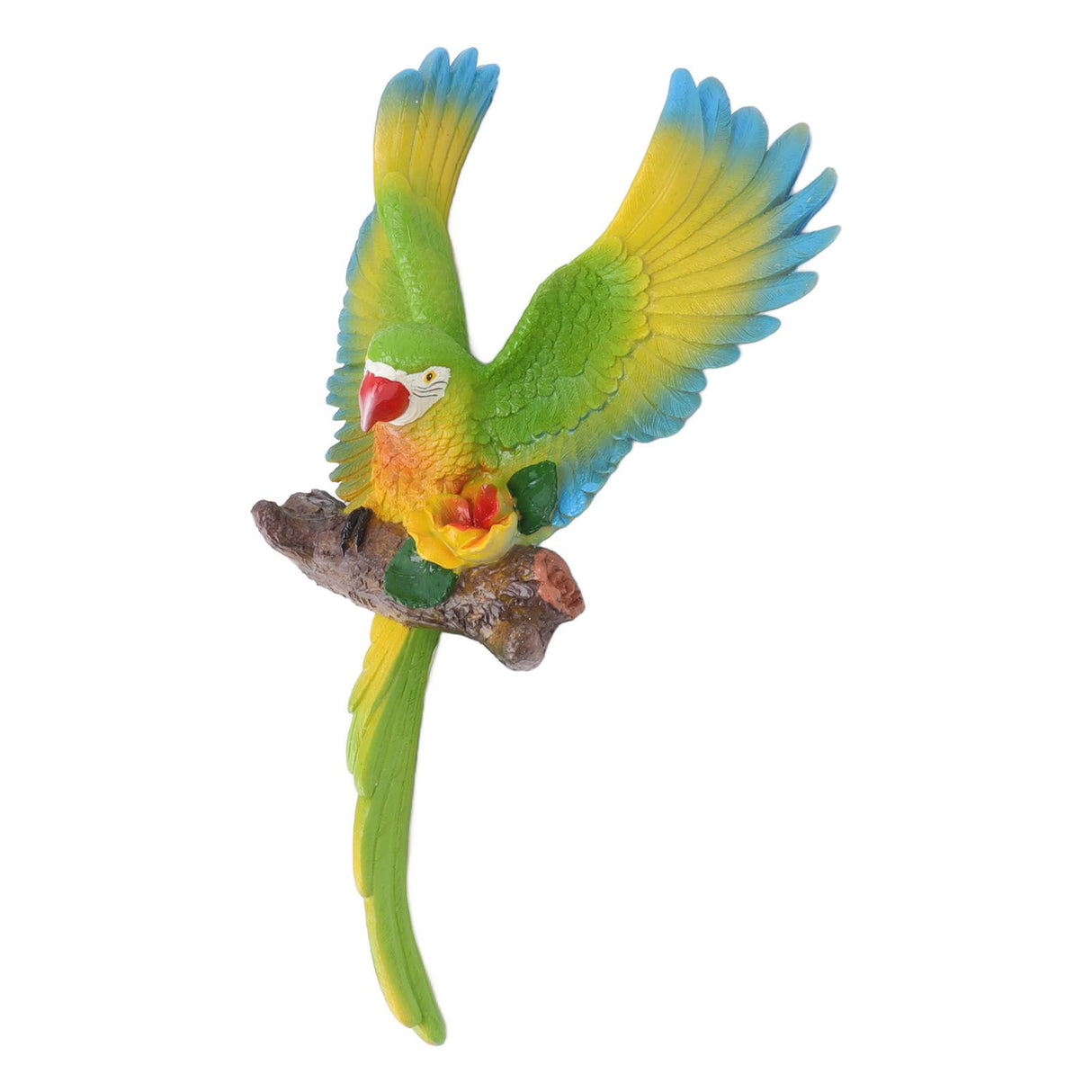 Parrot Wall Decoration Resin Vivid Flapping Hanging Parrot Statue Bird Ornament for Garden Patio Lawn Yard Green