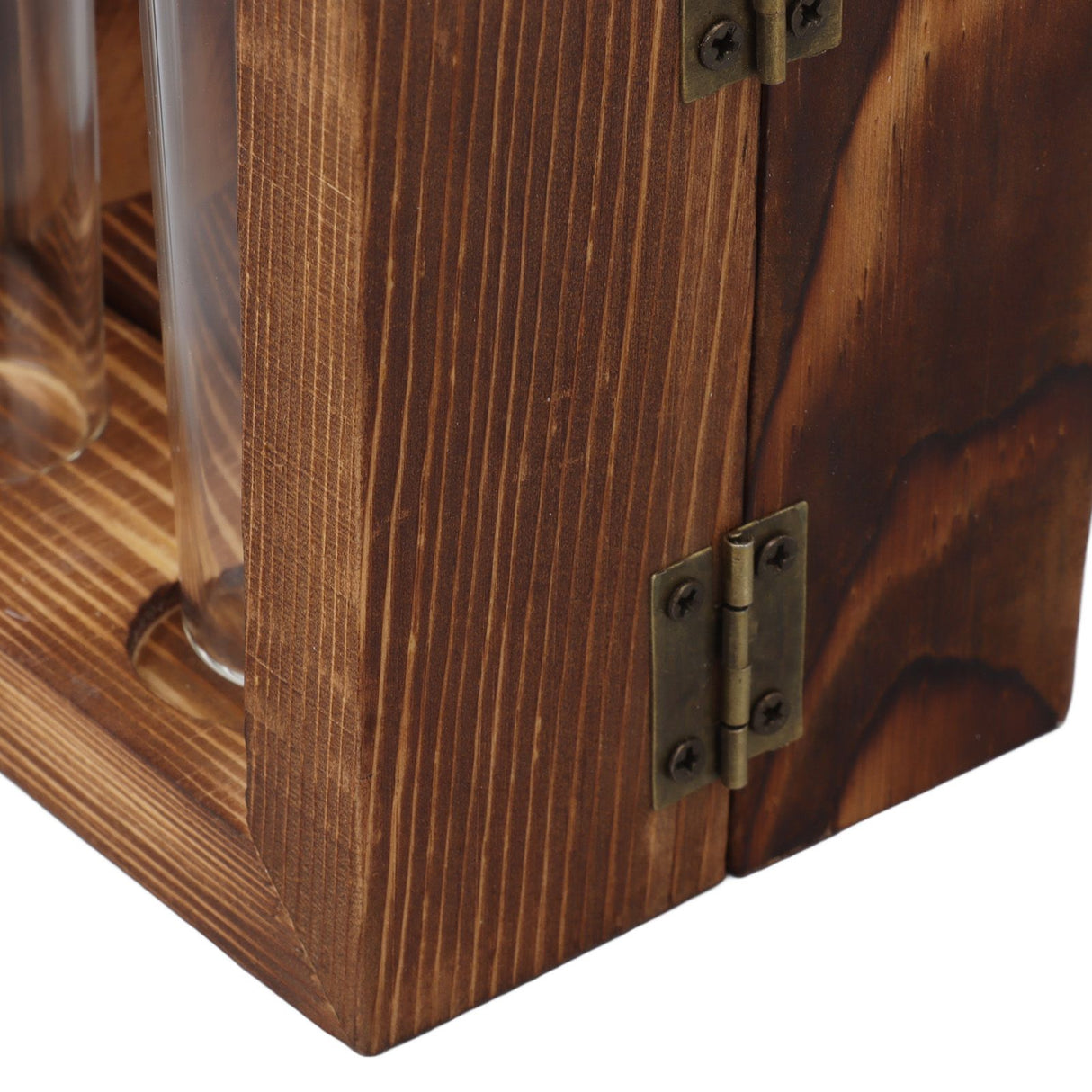 Plant Propagation Station Wooden Stand with 2 Glass Test Tubes Wooden Frame Glass Hydroponic Test Tube Vase Flower Pot Table Ornament for Water Planting Flower