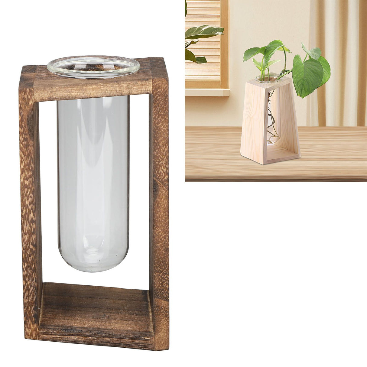 Glass Test Tube Plant Terrarium Multipurpose Innovative Hand Crafted Desktop Plant Terrarium for Hydroponic Plants Carbon Grill