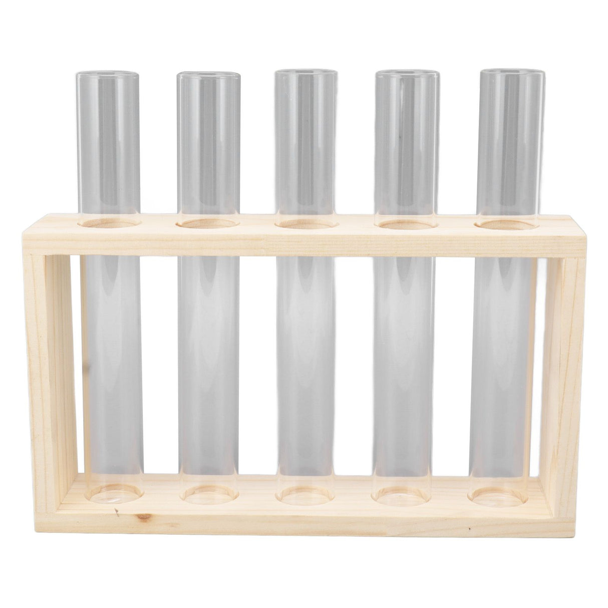 5 Test Tube Plant Terrarium Transparent Observe Growth Status Water Plant Holder with Wooden Stand for Herbs Log