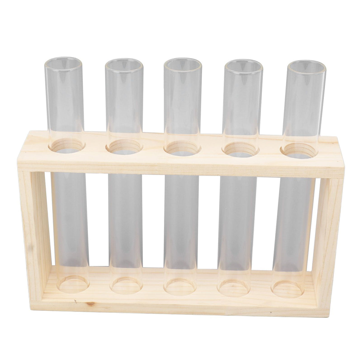 5 Test Tube Plant Terrarium Transparent Observe Growth Status Water Plant Holder with Wooden Stand for Herbs Log