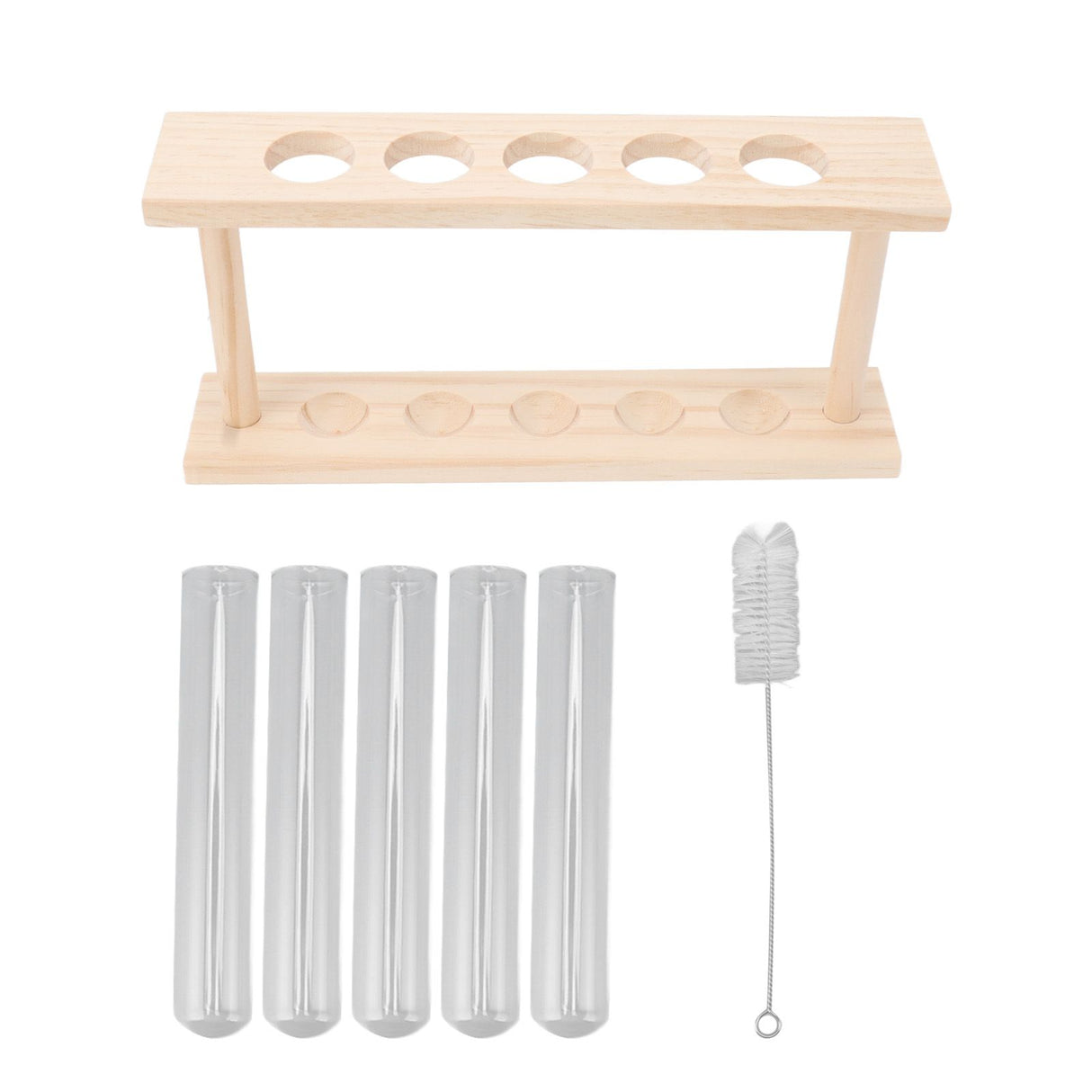 5 Test Tube Plant Terrarium Transparent Observe Growth State Plant Terrarium with Wooden Stand Water Plant Holder