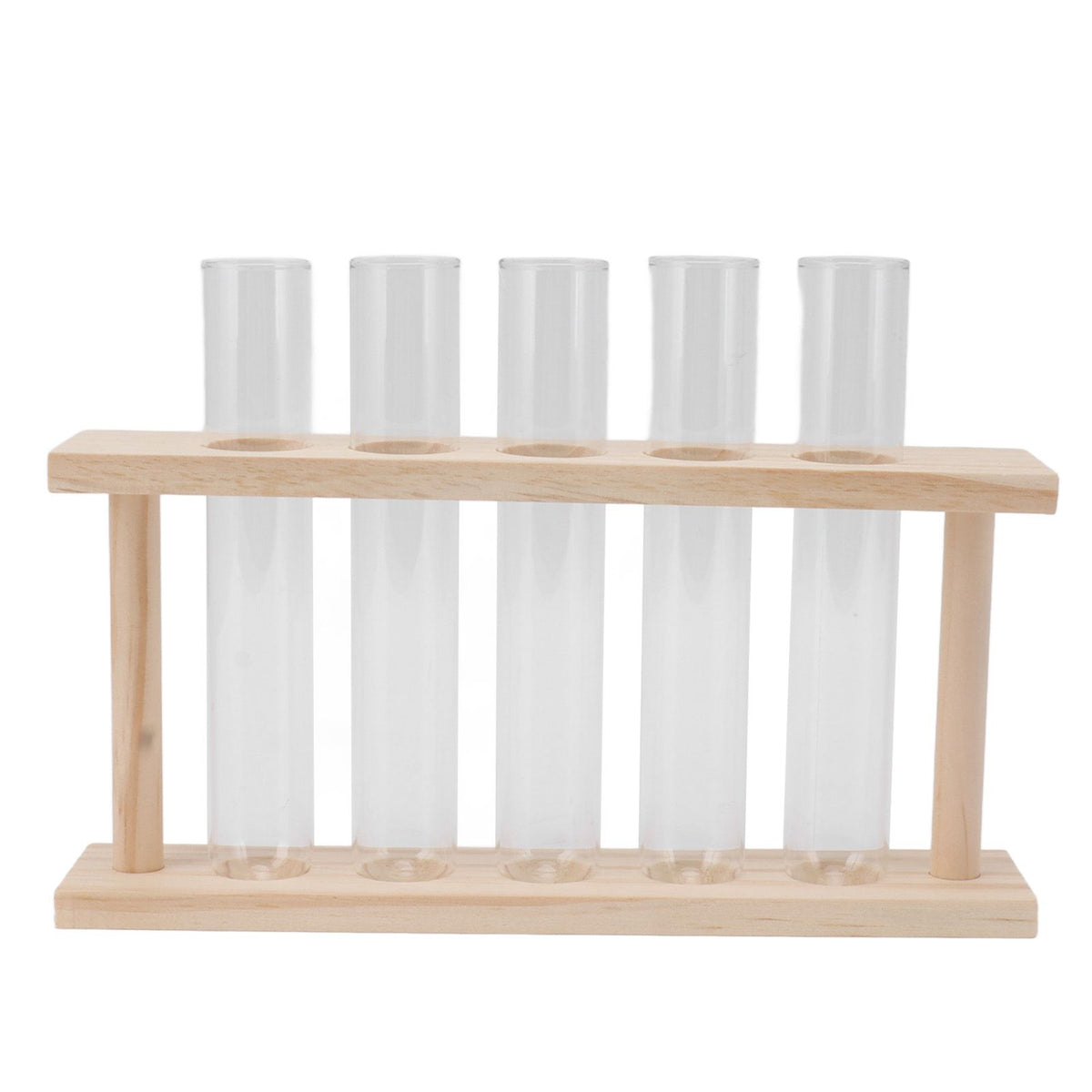 5 Test Tube Plant Terrarium Transparent Observe Growth State Plant Terrarium with Wooden Stand Water Plant Holder