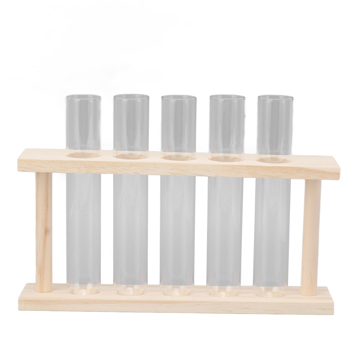 5 Test Tube Plant Terrarium Transparent Observe Growth State Plant Terrarium with Wooden Stand Water Plant Holder