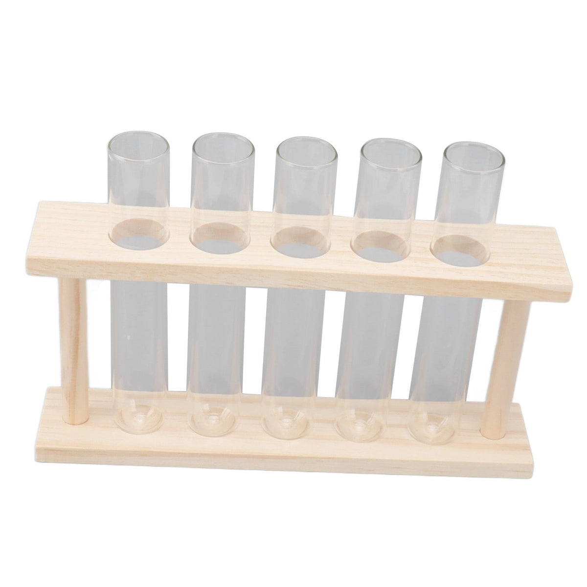 5 Test Tube Plant Terrarium Transparent Observe Growth State Plant Terrarium with Wooden Stand Water Plant Holder