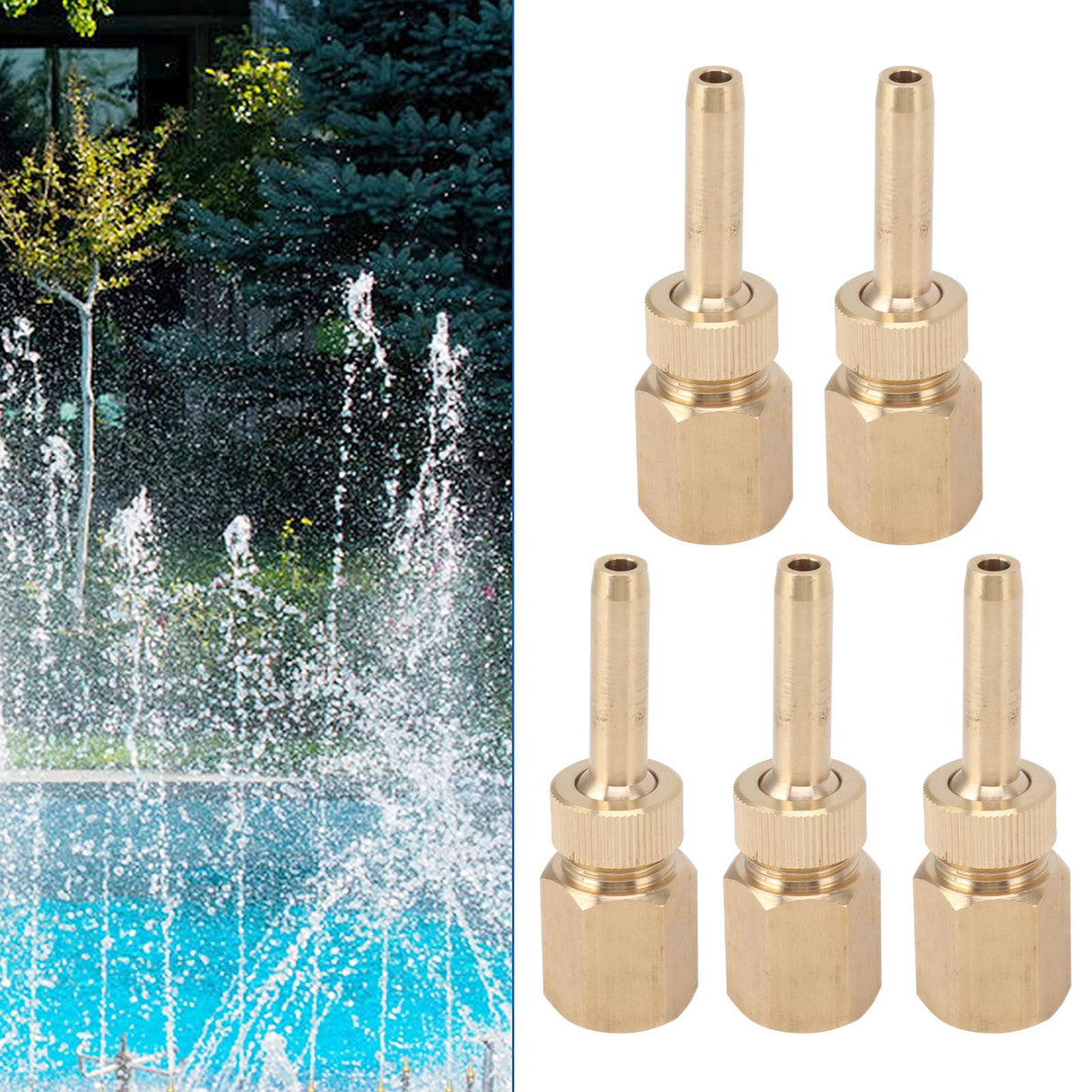 5PCS Fountain Nozzle Fountain Water Spray Sprinkler Head Swimming Pool Brass Deck Jet Nozzle Direct Injection G1/2in Inner Thread
