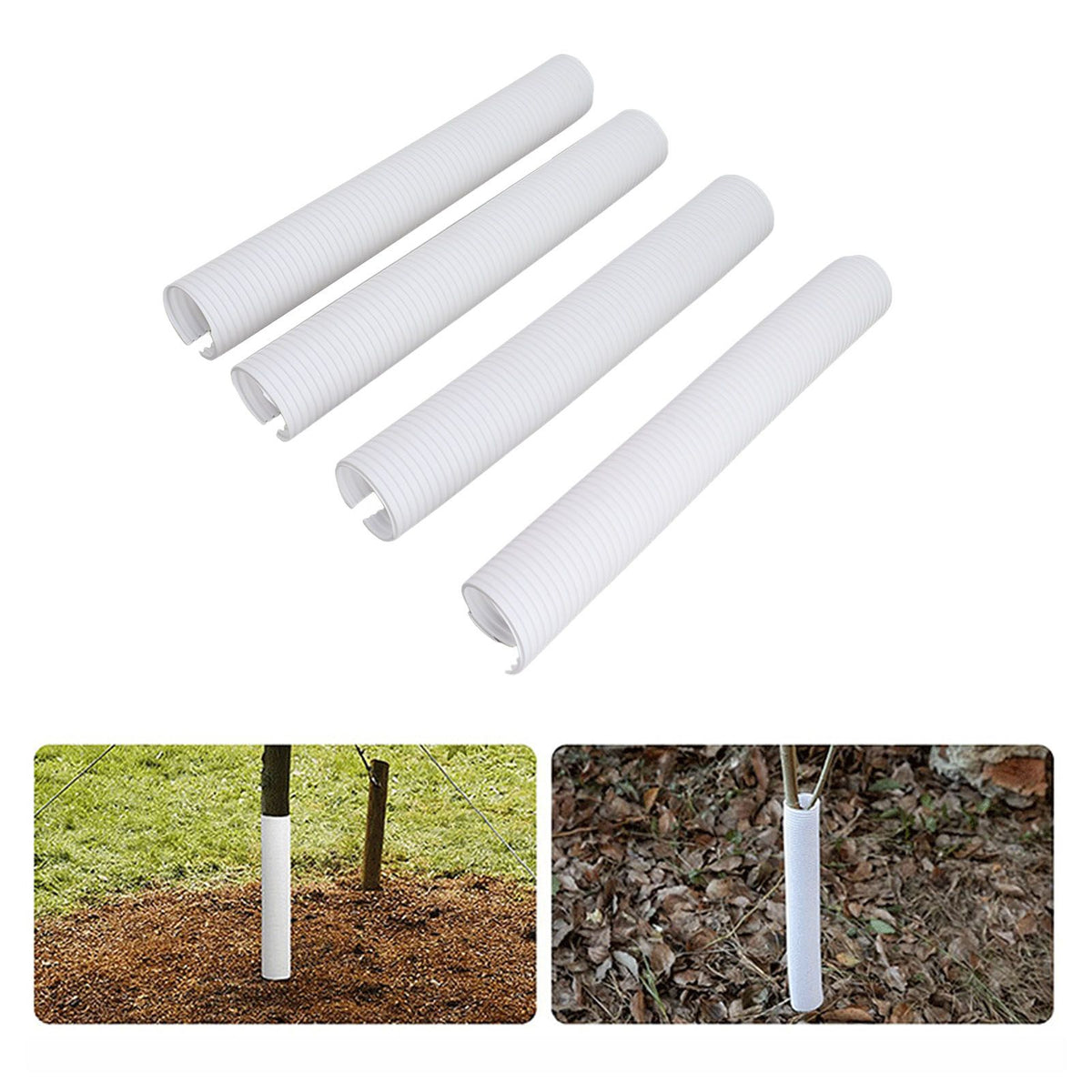 Tree Trunk Protector Plastic Tree Bark Protector Wrap Grow Tubes to Protect Saplings Plants From Deer Rabbit Cats Rodents Mowers 4Pcs