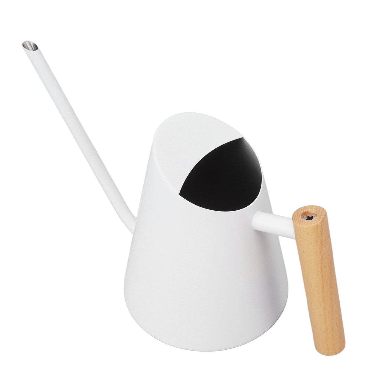 Watering Can with Long Spout Rustproof Stainless Steel Watering Pot with Wooden Handle for Garden Bonsai Indoor Outdoor White