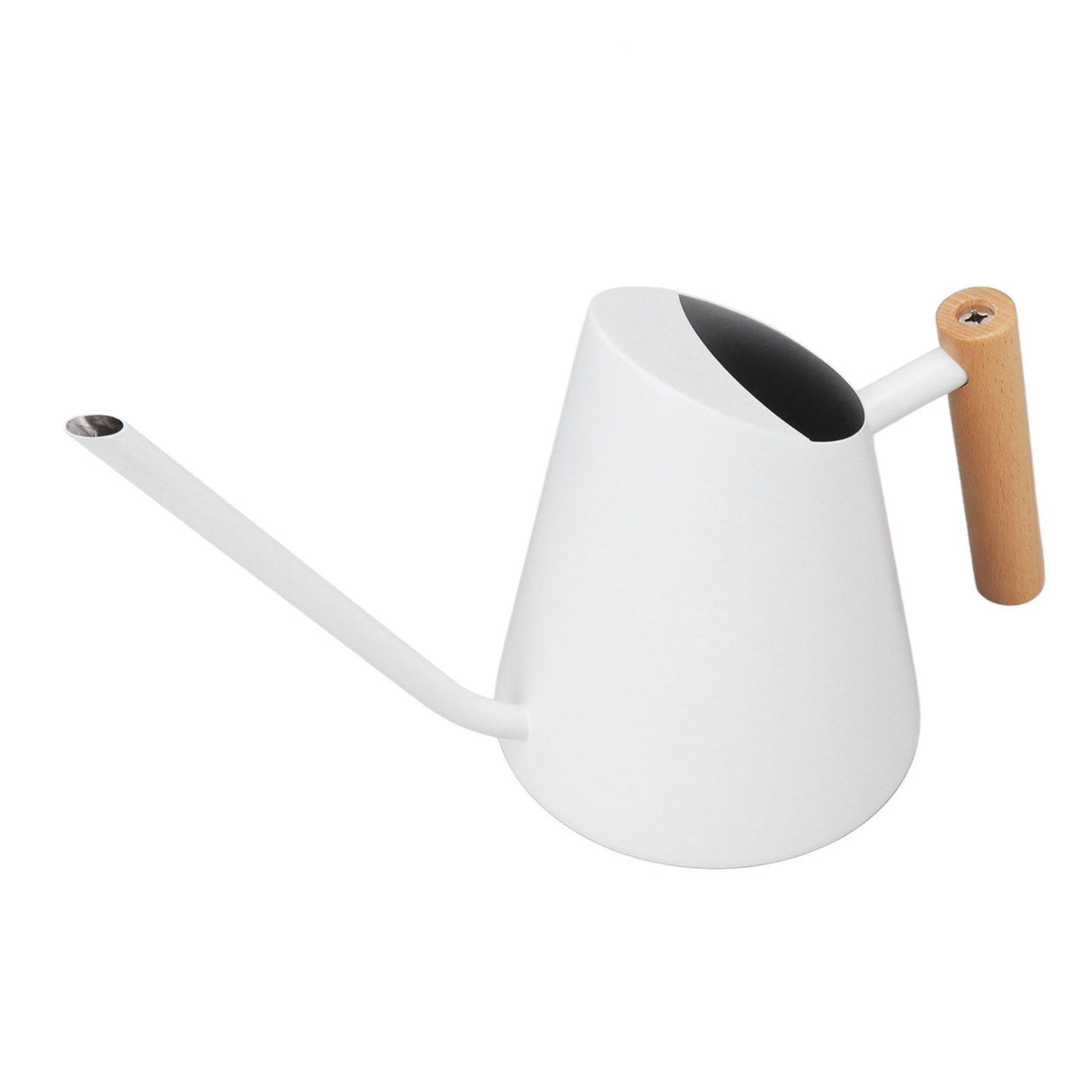 Watering Can with Long Spout Rustproof Stainless Steel Watering Pot with Wooden Handle for Garden Bonsai Indoor Outdoor White