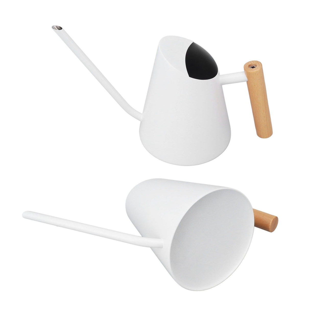 Watering Can with Long Spout Rustproof Stainless Steel Watering Pot with Wooden Handle for Garden Bonsai Indoor Outdoor White