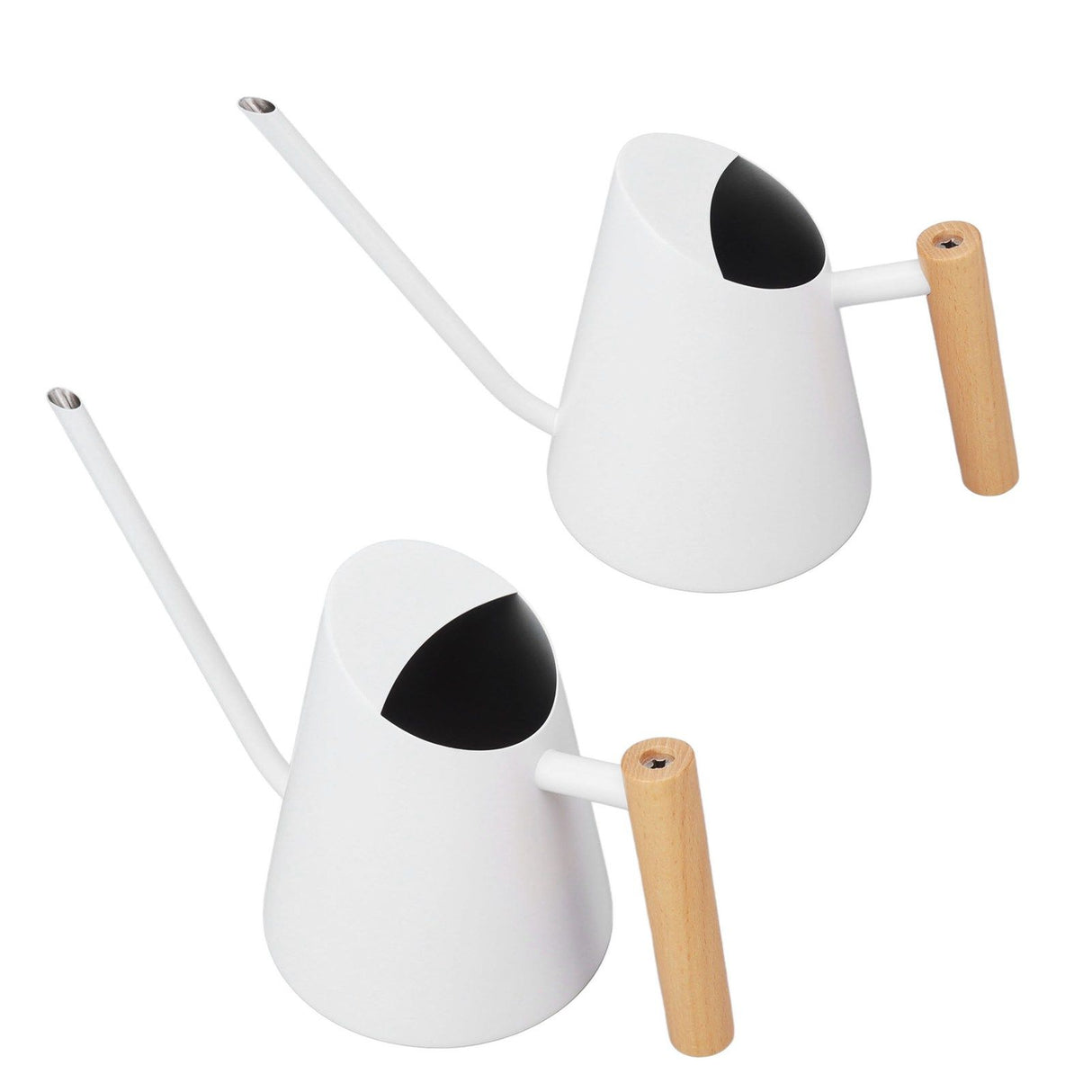Watering Can with Long Spout Rustproof Stainless Steel Watering Pot with Wooden Handle for Garden Bonsai Indoor Outdoor White