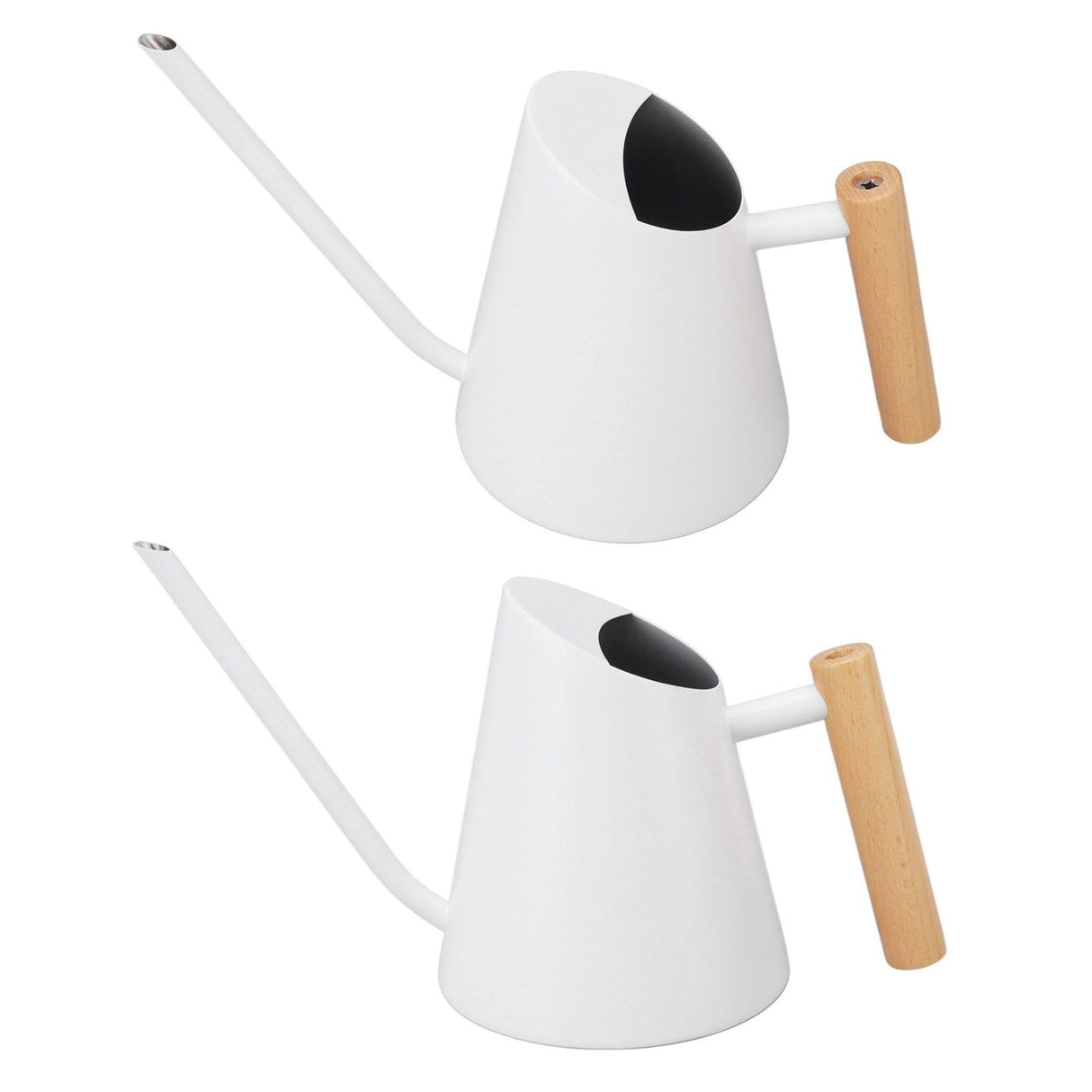 Watering Can with Long Spout Rustproof Stainless Steel Watering Pot with Wooden Handle for Garden Bonsai Indoor Outdoor White