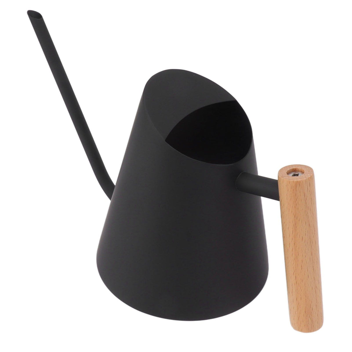 Watering Can with Long Spout Rustproof Stainless Steel Watering Pot with Wooden Handle for Garden Bonsai Indoor Outdoor Black