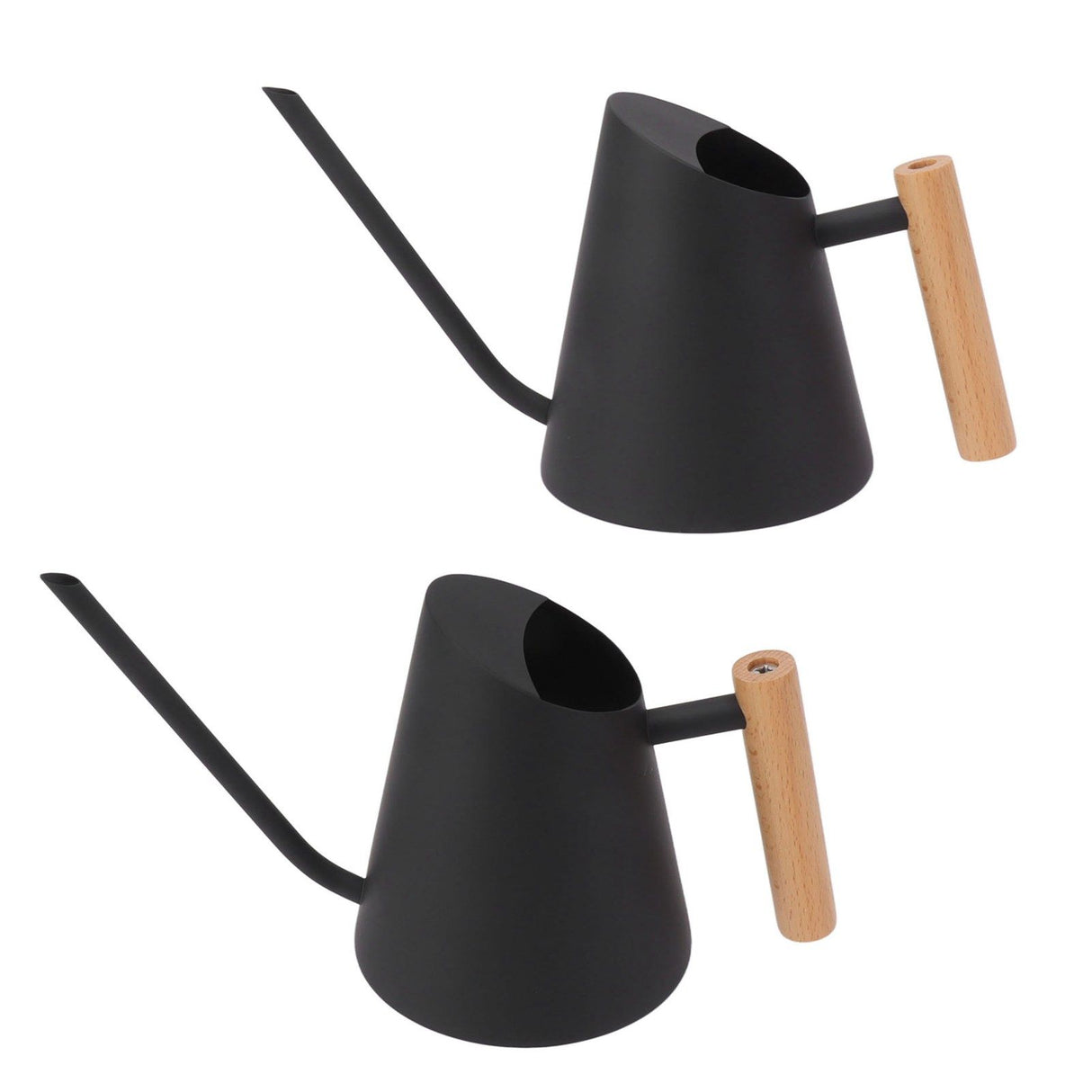 Watering Can with Long Spout Rustproof Stainless Steel Watering Pot with Wooden Handle for Garden Bonsai Indoor Outdoor Black