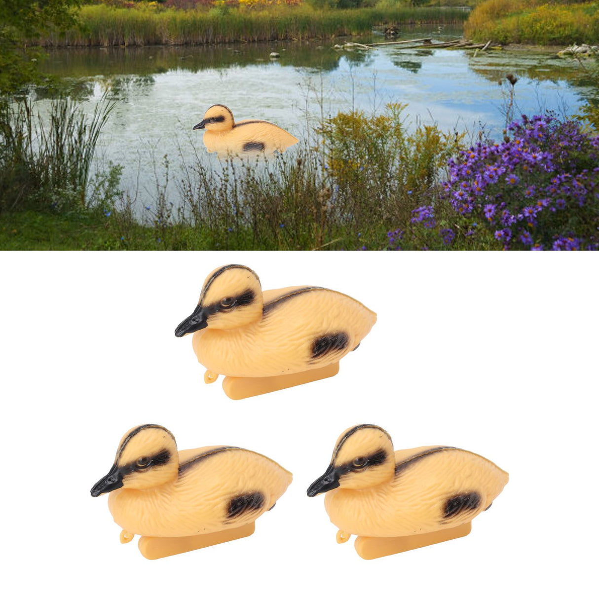 3Pcs Floating Yellow Duckling Realistic Plastic Duck Fish Pond Ornament for Garden Swimming Pool Fishing Pond Water Decoration B Style 12.5x6.5cm