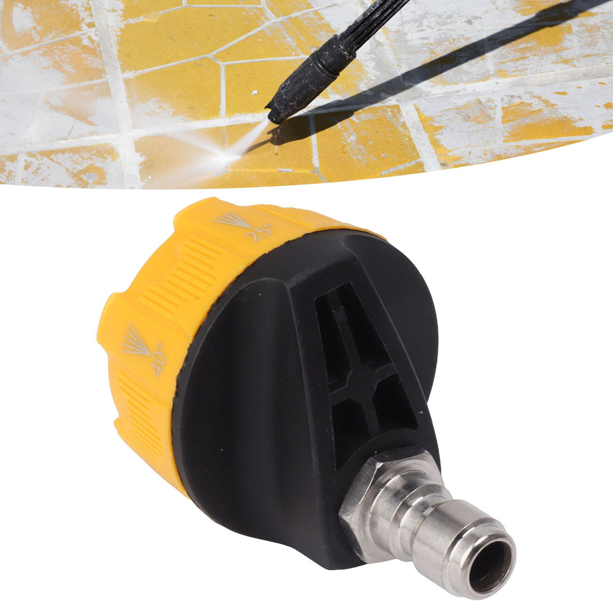 Pressure Washer Spray Nozzle 6 in 1 Multifunctional Adjustable Nozzle 1/4 Plug Interface Connect Tip Black and Yellow