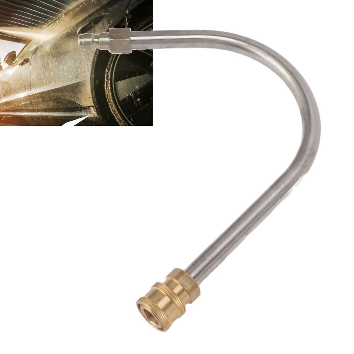 Pressure Washer Extension Wand Stainless Steel Brass 4000psi 1/4 Inch Quick Connect Power Washer Curved Rod Spray Lance for Replacement U Shaped