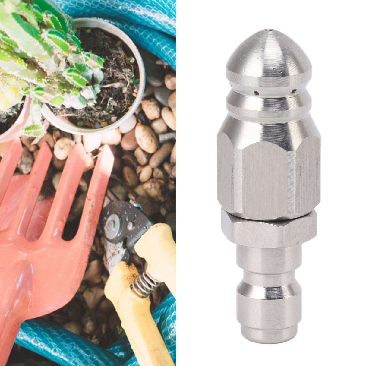 56MM Sewer Jet Nozzle 5000PSI 1 Front 6 Rear Stainless Steel Sewer Jet Nozzle for Pipe Unclogging Toilet Clog Remover