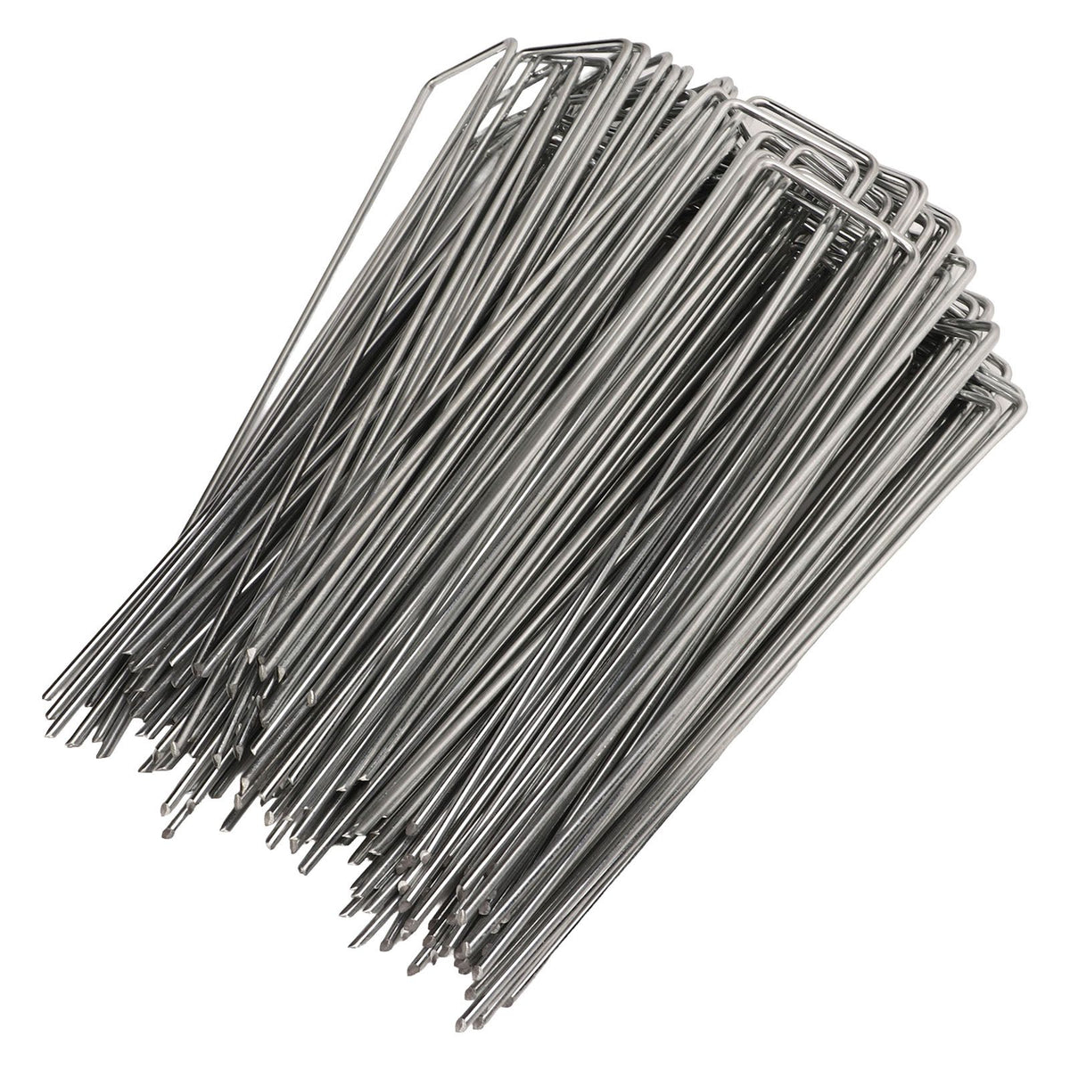 100Pcs U Shaped Garden Stakes Galvanized Steel Landscape Stakes Pins for Weed Barrier Sod Fabric Decorations Roughness 3mm/0.12in