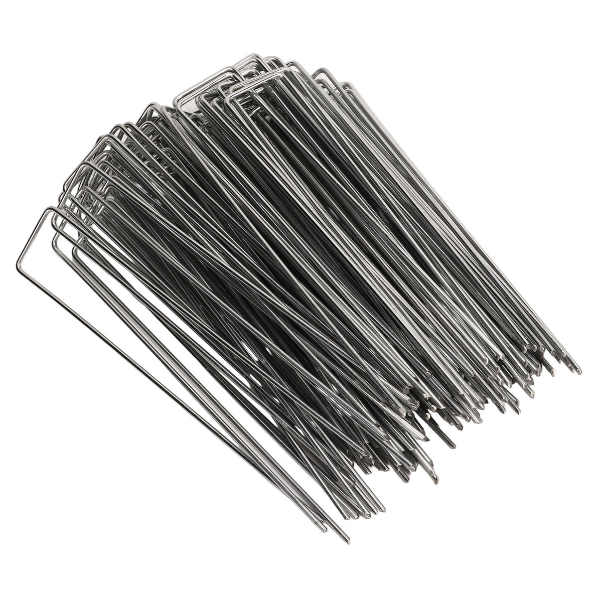 100Pcs U Shaped Garden Stakes Galvanized Steel Landscape Stakes Pins for Weed Barrier Sod Fabric Decorations Roughness 3mm/0.12in