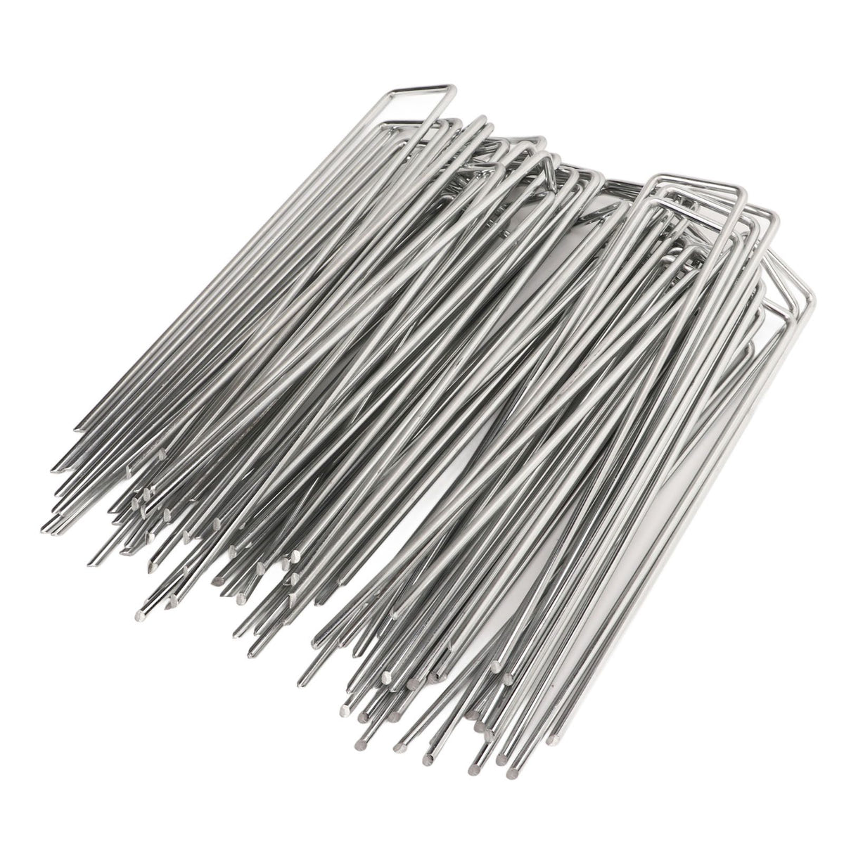 50Pcs Galvanized Steel Garden Stakes U Shaped Tent Stakes U Shaped Galvanized Landscape Pins Heavy Duty Yard Ground Pin 4x10cm 0.4mm Thickness