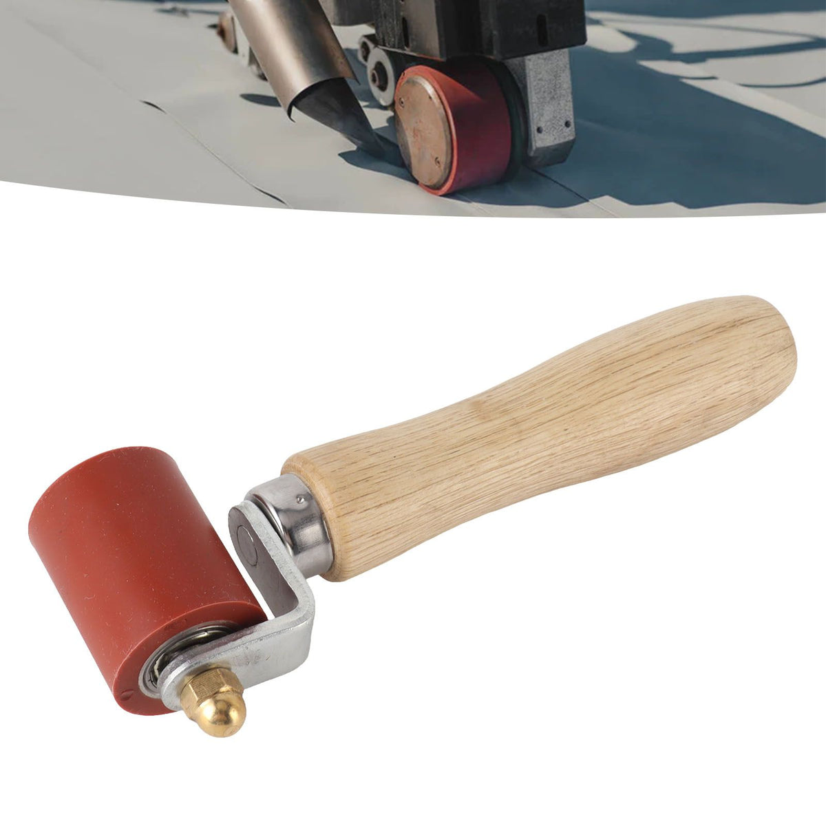 Silicone Seam Tester Bearing Design Ergonomic Detachable Smoothing Seam Roller Tool for PVC Roofing Tape Red Width 40mm/ 1.6in