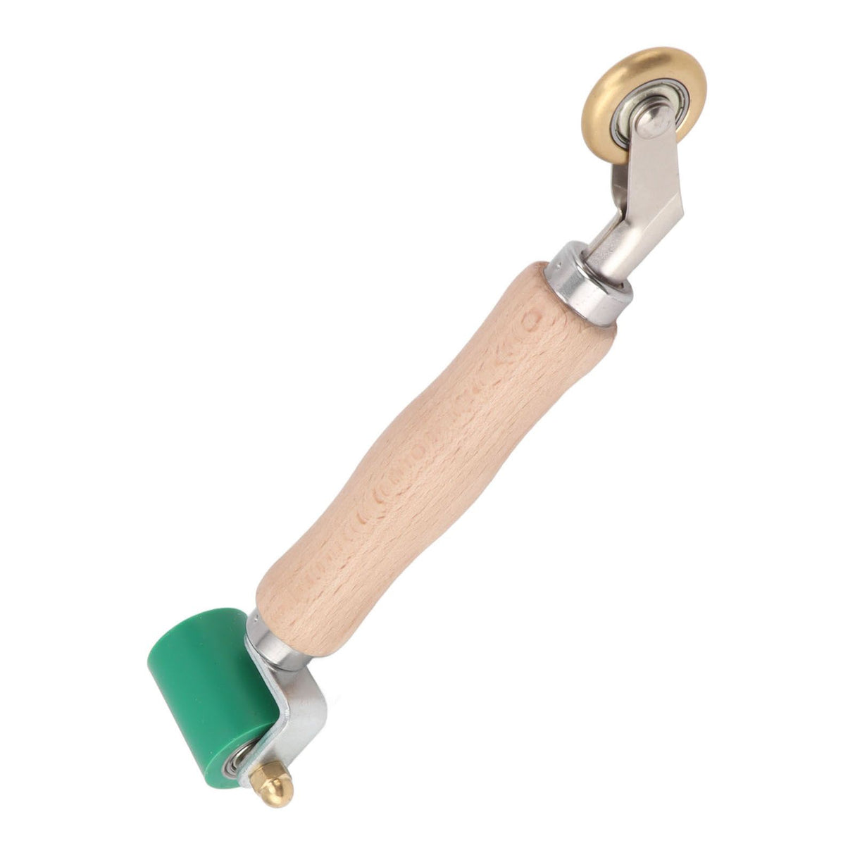 40mm Silicone Seam Roller Dual Use Brass Wheel Wood Handle Wallpaper Flat Seam Roller for PVC TPO Welding Green