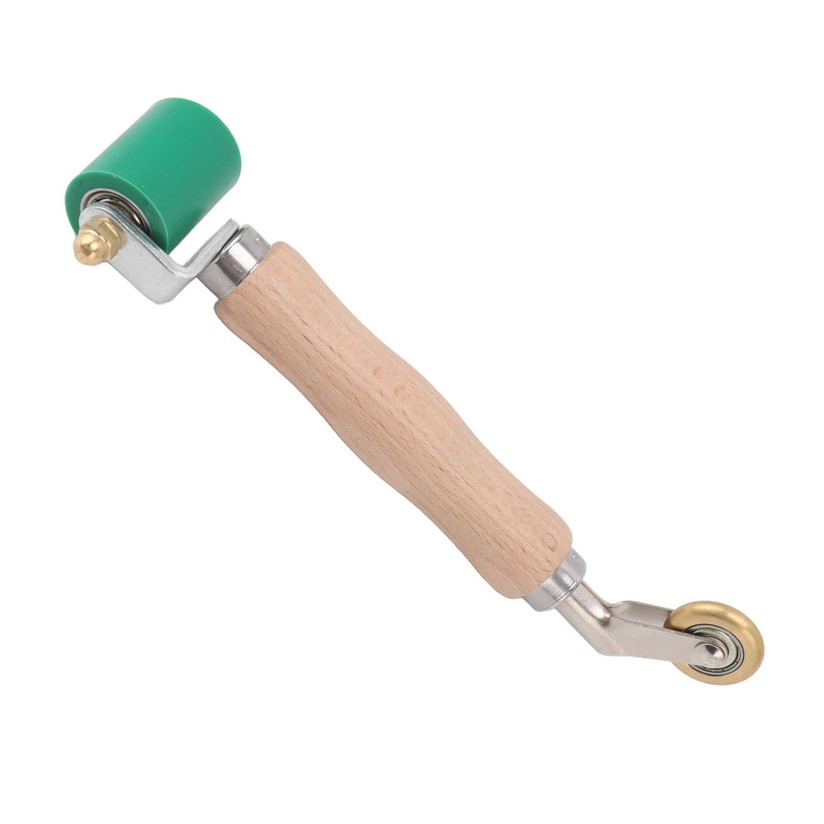 40mm Silicone Seam Roller Dual Use Brass Wheel Wood Handle Wallpaper Flat Seam Roller for PVC TPO Welding Green