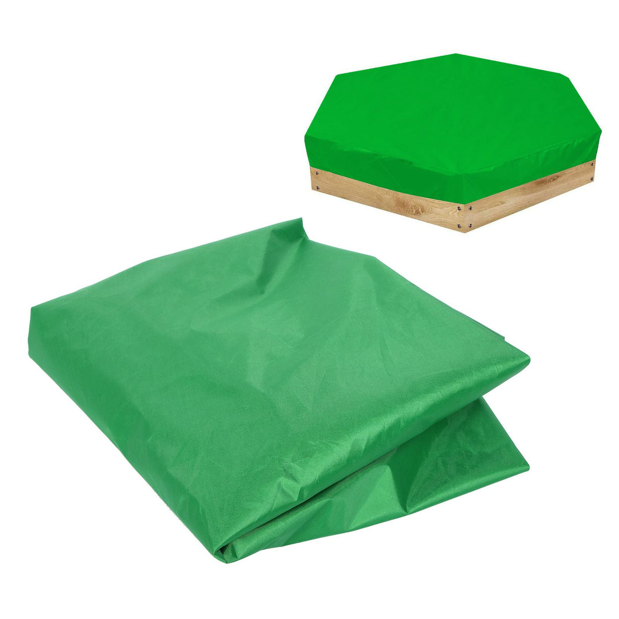 Sandbox Cover Hexagon Sandpit Sand Toys Cover Waterproof Pool Cover with Drawstring for Outdoor Garden Green