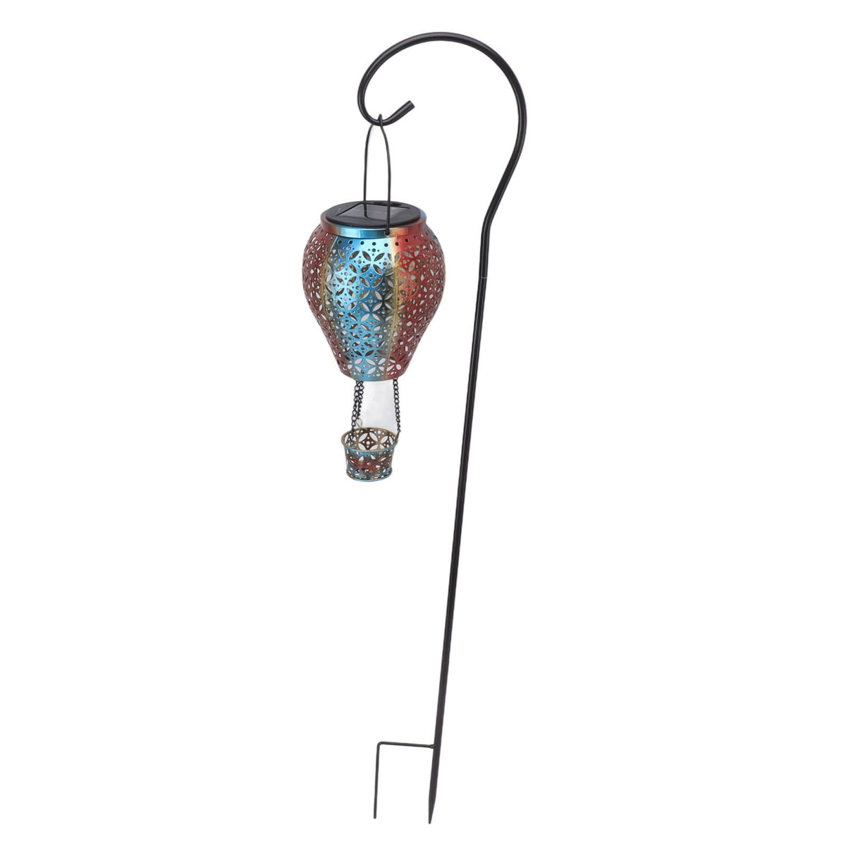 Hanging Solar Lantern Retro Hollowed Fire Balloon Style Warm Romatic Garden Solar Light for Outdoor Camping Backyard