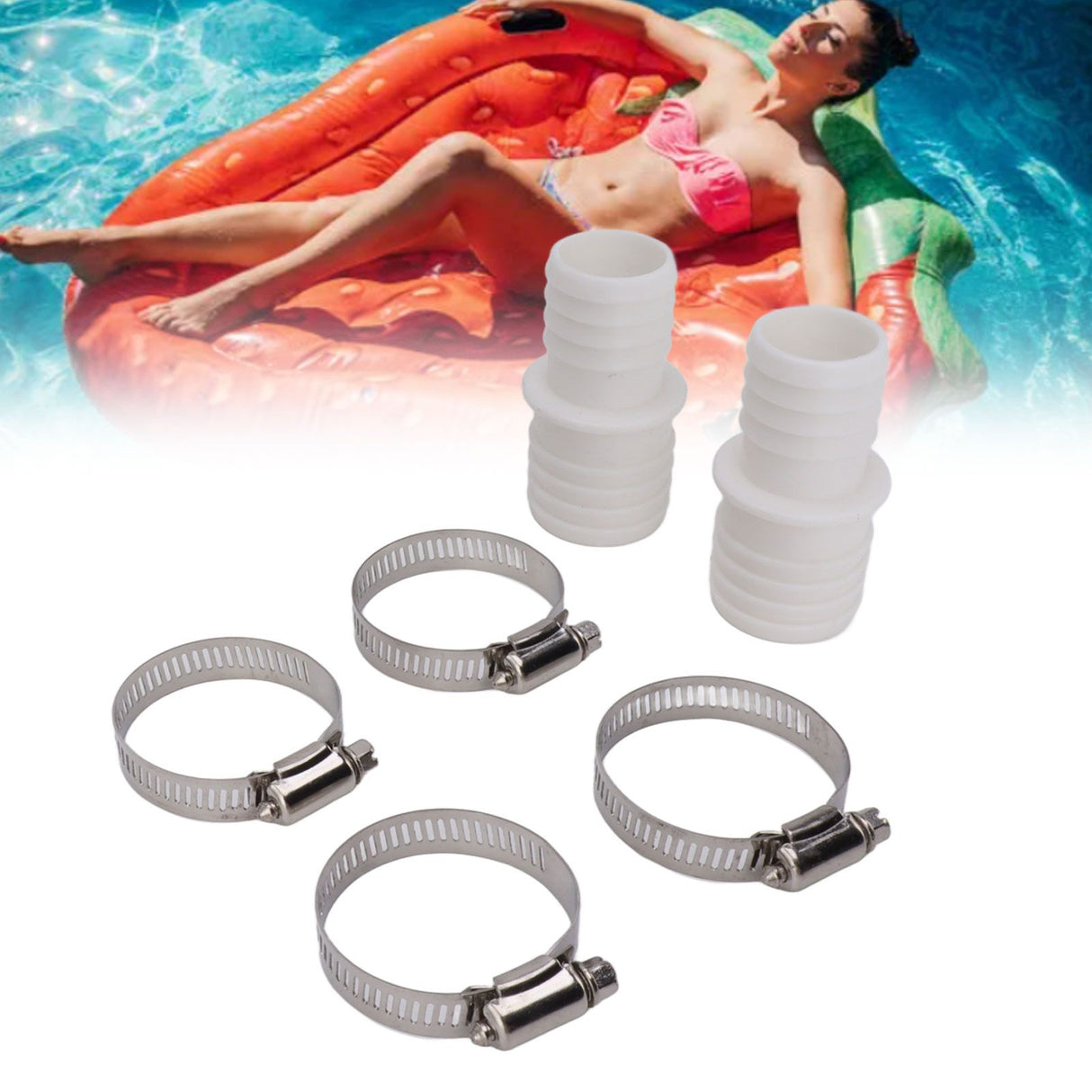 32mm Hose Coupling Pool Hose Adapter with Hose Clamp Hose Adapter Replacement for Pangea Tech