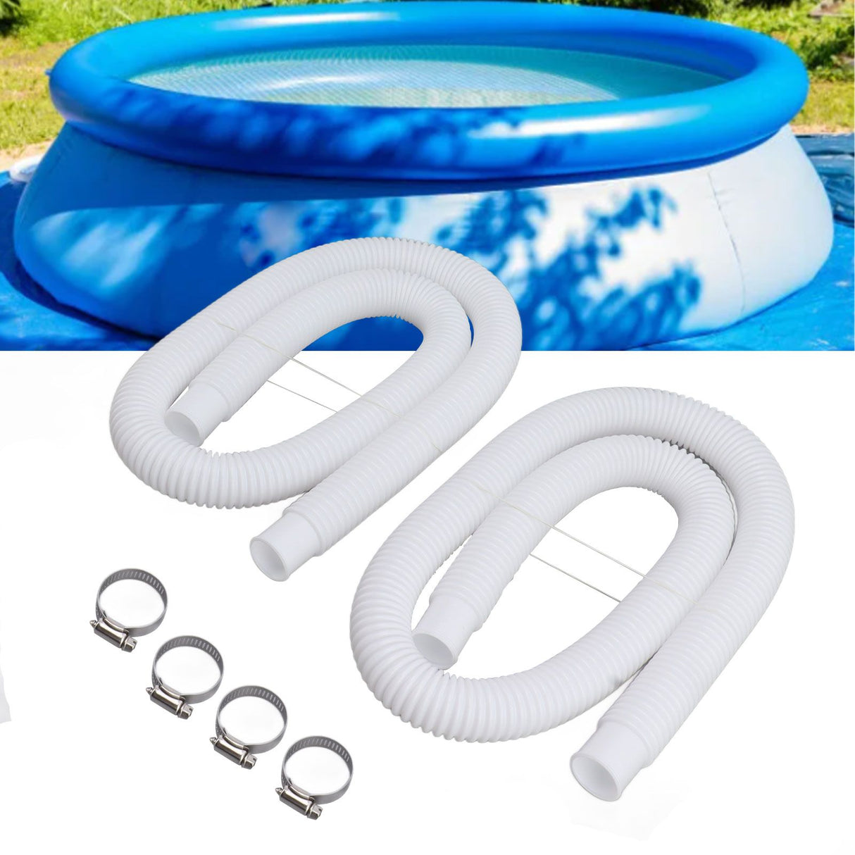 Swimming Pool Replacement Hoses with Clamps for 300 330 530 1000 Gallon Pool Pump