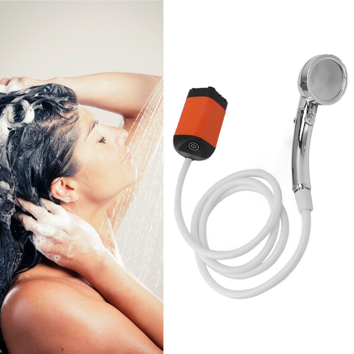 Portable Shower Camping Shower 3 Gears Adjustable Outdoor Camp Shower Pump Electric Rechargeable Portable Camping Shower Orange
