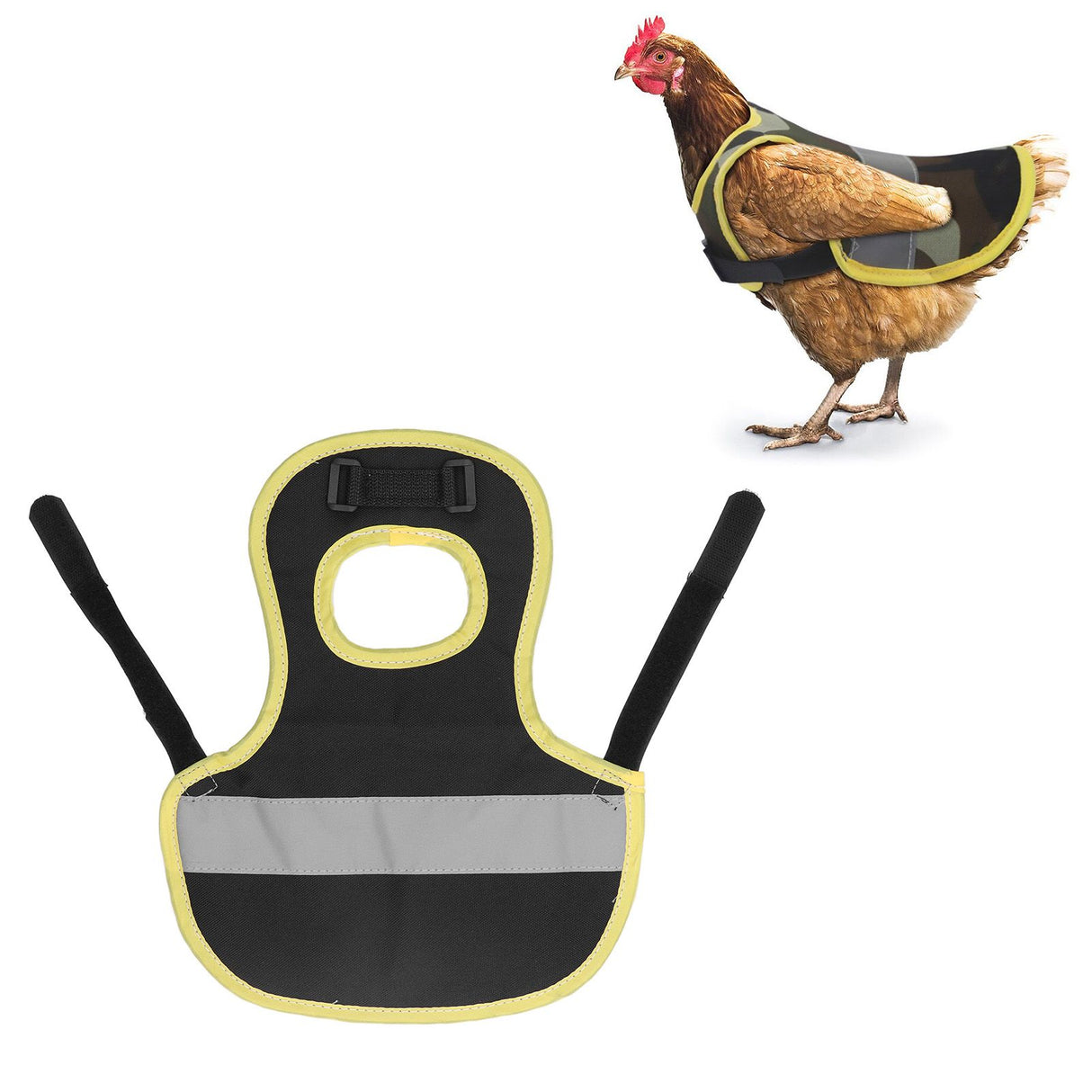 Chicken Reflective Vest Warm Safe Lightweight Poultry Harness Vest for Hen Ducks Geese Black