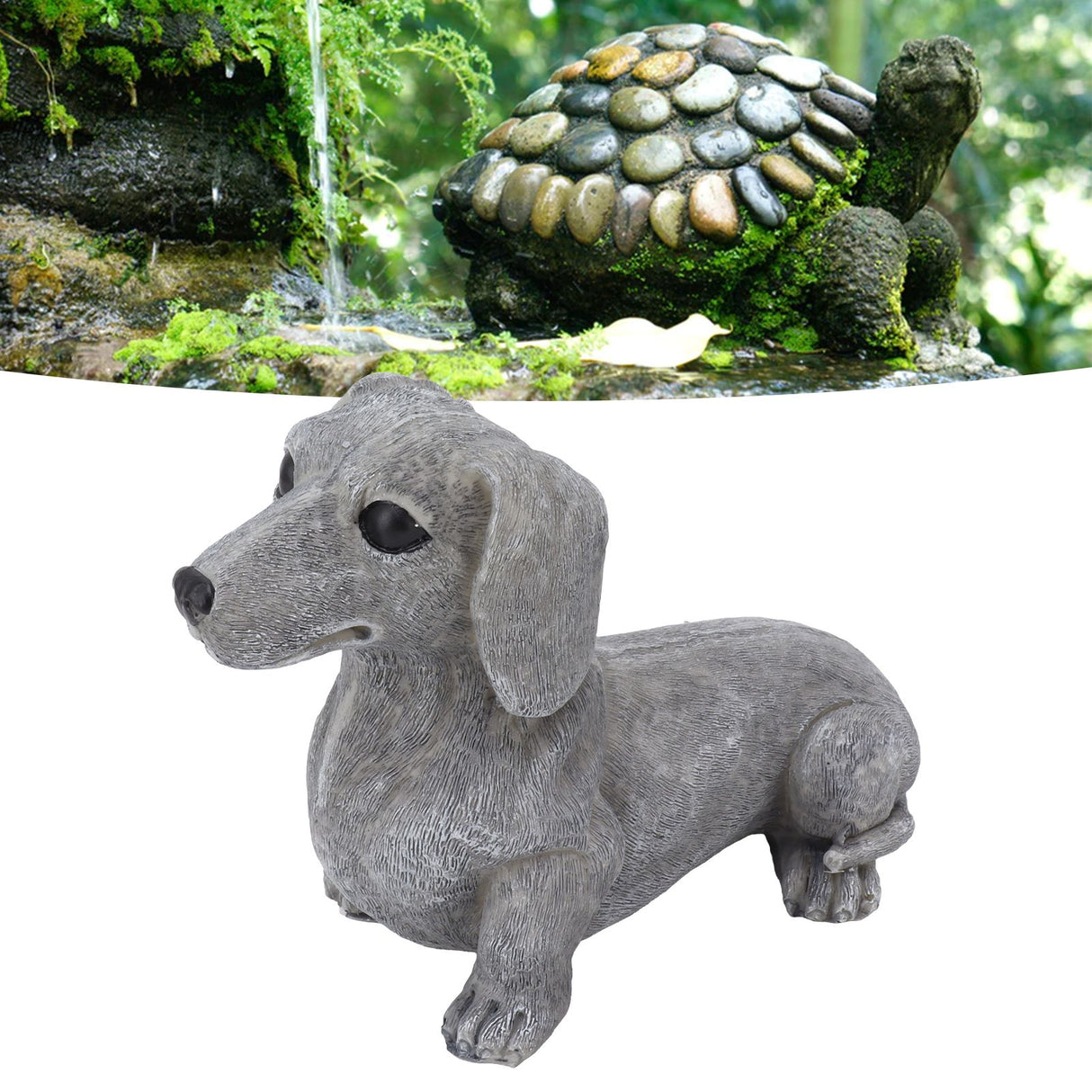 Dog Garden Statues DIY Lifelike Prevent Cracking Resin Dog Statues Home Decor for Courtyard Lawn Dachshund