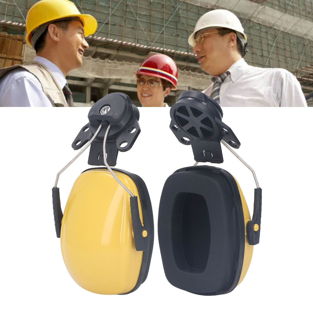 1 Pair Safety Helmet Ear Muff Noise Reduction Helmet Hard Hat Hearing Protection Earmuff for Construction Site