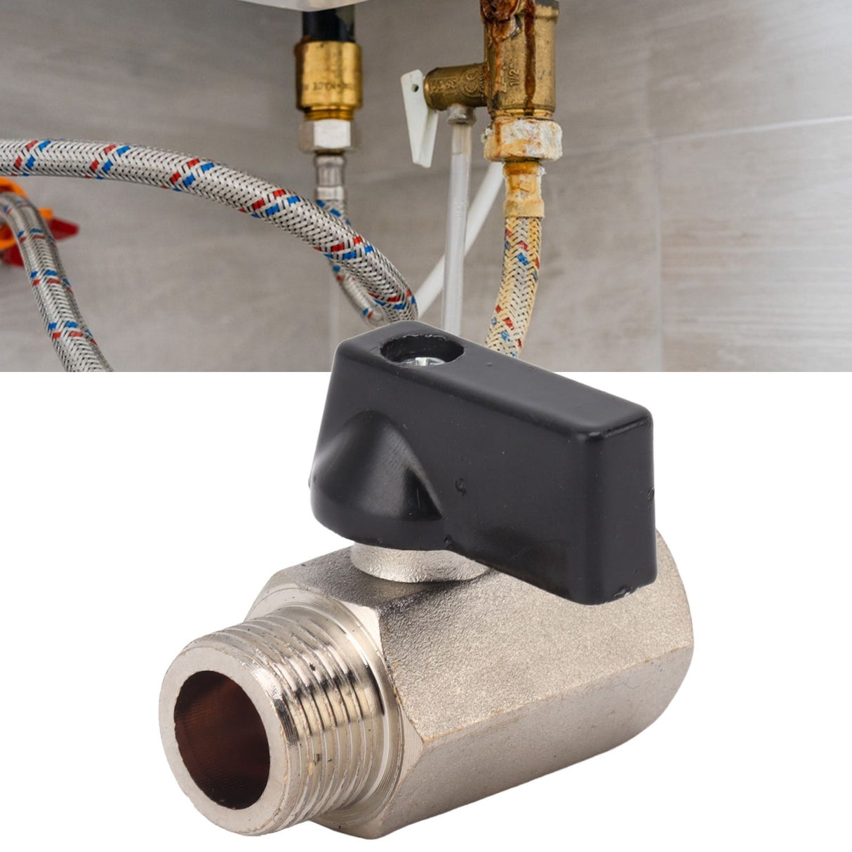Gas Valve Ball Type Male Female Thread Thicken Brass Sandblasting for Household Tap Water 3/8