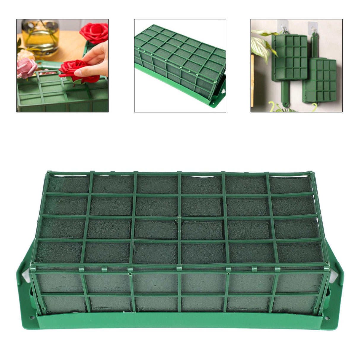 Floral Foam Cage Rectangle Flower Cage Holder Floral Foam with Holder Grid for Fresh Flowers Wedding Party Decoration