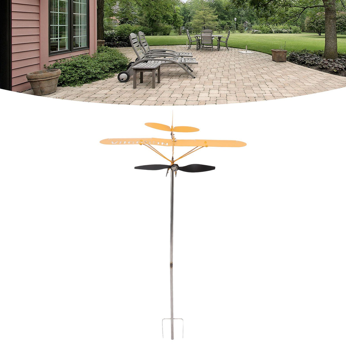 Piper J3 Cub Airplane Weathervane 3D Metal Airplane Weather Vane Outdoor Roof Wind Direction Indicator Garden Decor Large