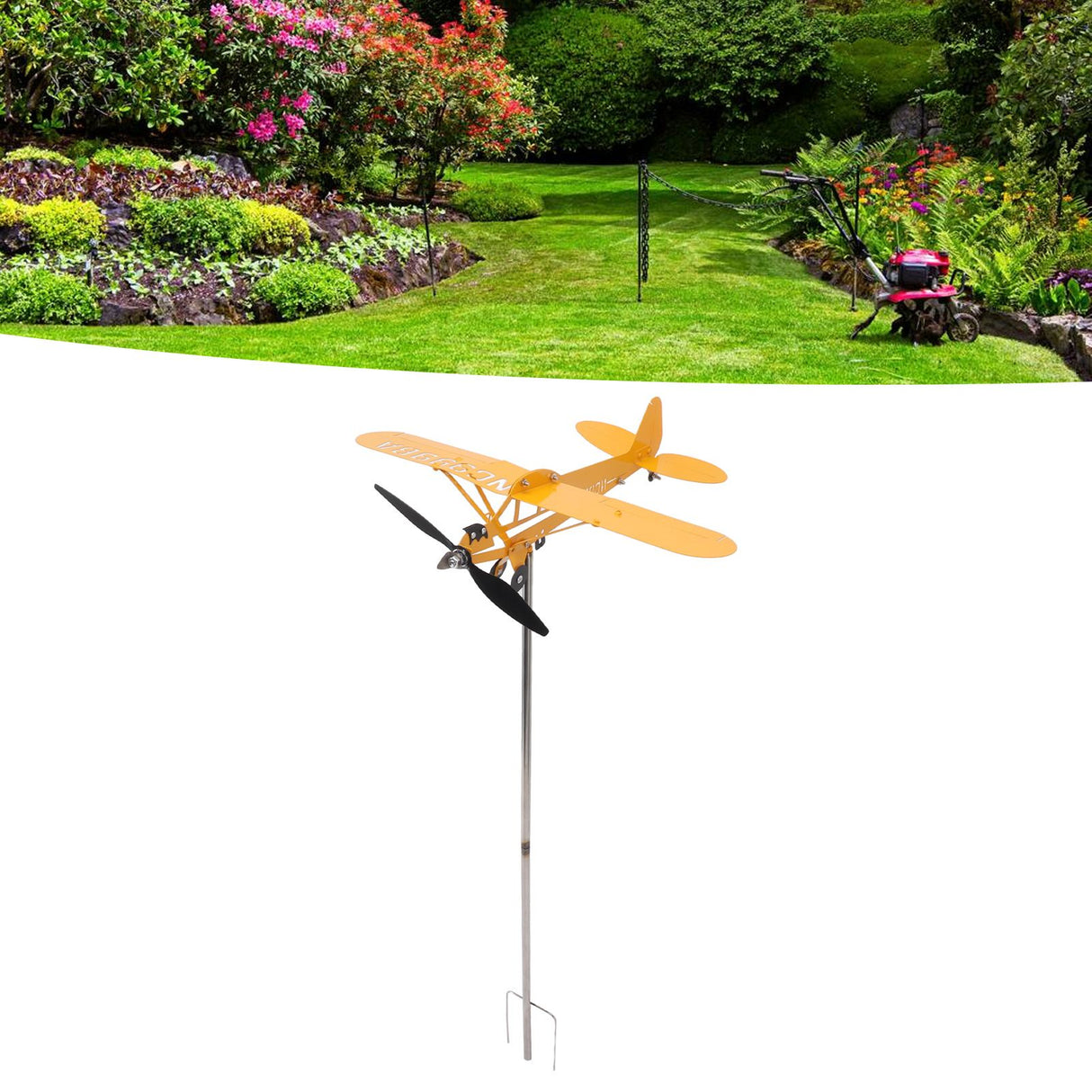 Piper J3 Cub Airplane Weathervane 3D Metal Airplane Weather Vane Outdoor Roof Wind Direction Indicator Garden Decor Large