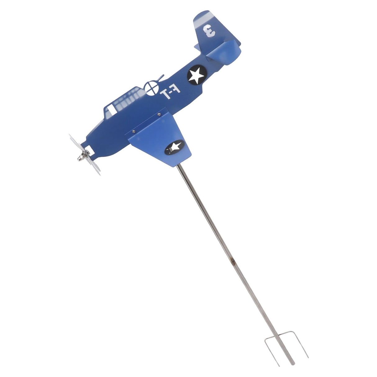 Airplane Weather Vane Iron Stainless Steel Outdoor Wind Spinner Windmill for Garden Patio Lawn Yard Blue