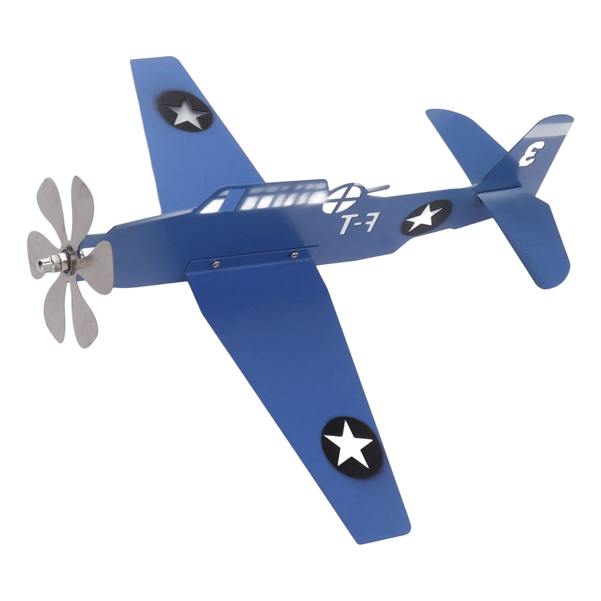 Airplane Weather Vane Iron Stainless Steel Outdoor Wind Spinner Windmill for Garden Patio Lawn Yard Blue